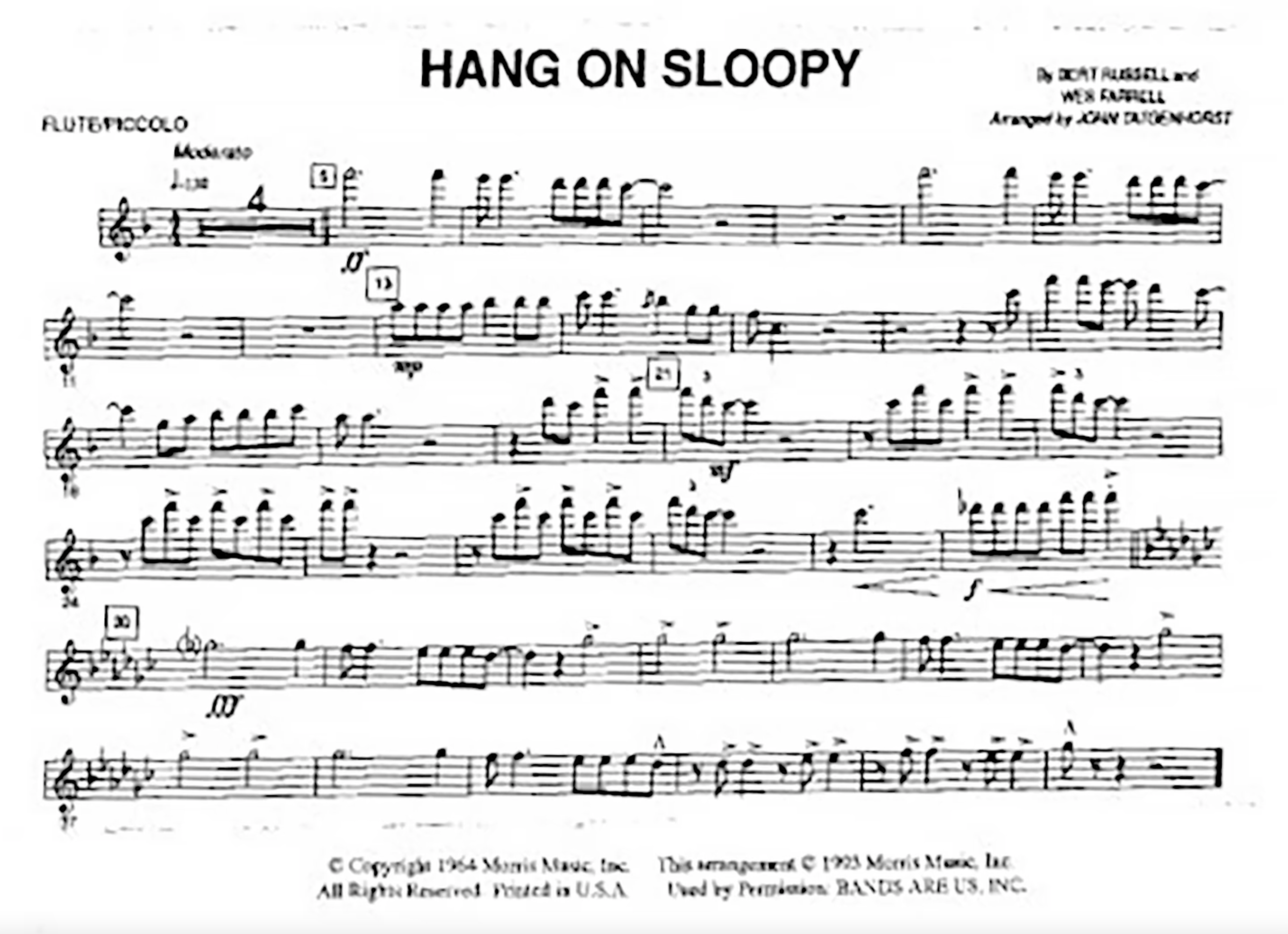Hang on Sloopy piano sheet music